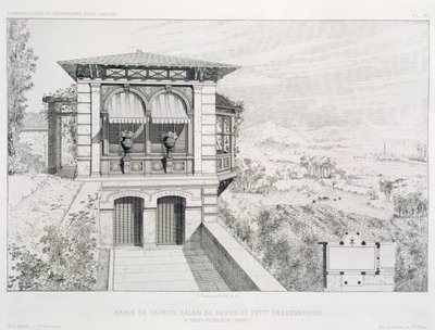 様々な建築家、パブによるデザインのボリュームからの上の展望台のスチームバス。モレルとシエ、パリ、1880年頃 作： J. Boussard