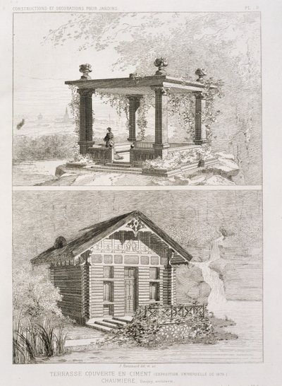 セメントで覆われたテラス、ダンジョイ設計のバウワー、1880年頃 作： J. Boussard