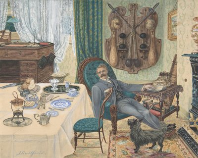 彼の研究の学士号 スポーツマンの朝食、19 世紀後半。 作： J Buttfield