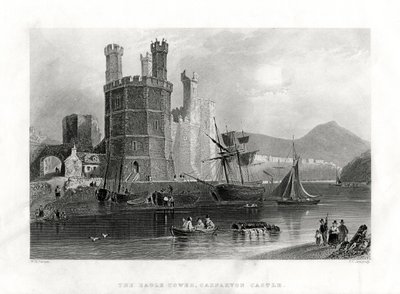 イーグルタワー、カーナーボン城、カーナーフォン、北ウェールズ、1860 作： J. C. Armytage