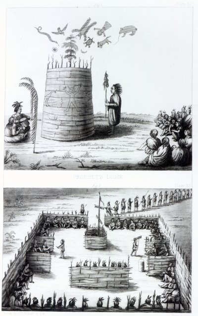 ヘンリースクールクラフト（1793-1864）の本からの預言者のロッジとメダウィソス 作： J. C. Tidball