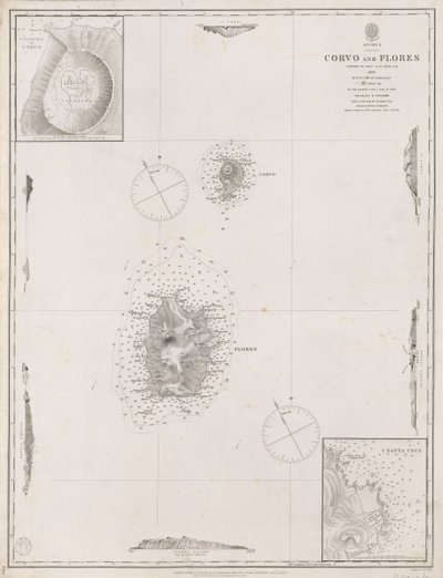 アゾレス諸島コルボとフローレス。1844年A.T.Eビダル少佐R.N.による測量。 作： J. & C. Walker