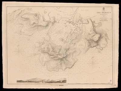 1840年、H.M.S.ビーコン号のトーマス・グレイブス中佐が測量したギリシャ、ペイレウス号またはポート・ドラコ号 作： J. & C. Walker