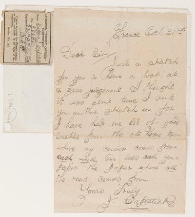 1917年10月21日、リバプールウィークリークーリエの編集者への手紙 作： J. Capstick