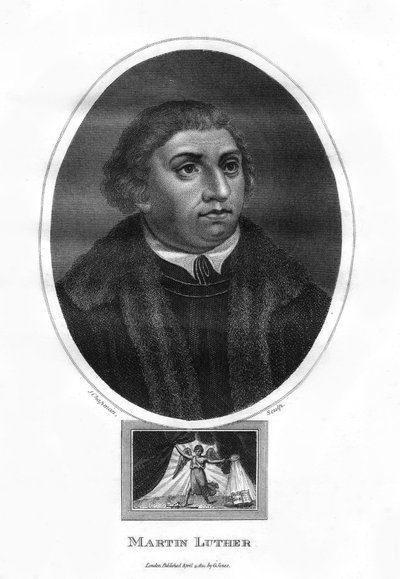 マーティンルター、ドイツの神学者、アウグスティヌスの修道士、教会改革派、1814年。 作： J. Chapman