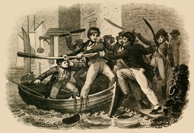 メアリーアンタルボット、記者団に抵抗する、1822年。 作： J. Chapman