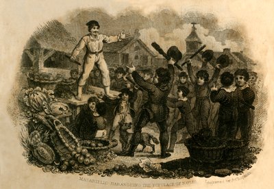 マサニエッロナポリの民衆をハランギング、1821年。 作： J. Chapman
