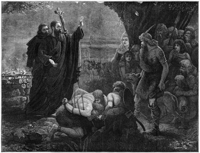 1878年、キリスト教の宣教師が人間の犠牲を妨害した。 作： J. Christie