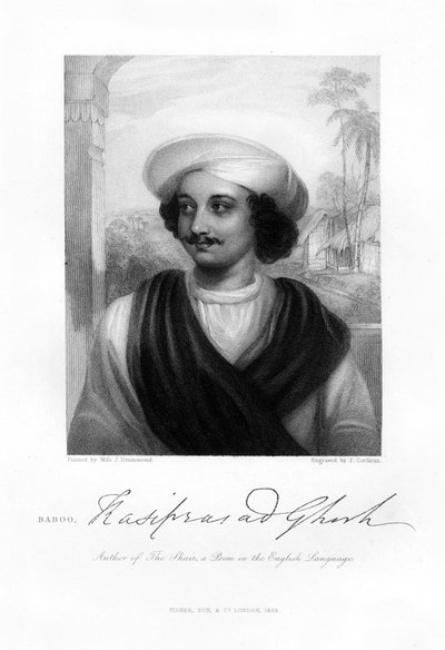カシダスプラサドゴーシュ、インドの詩人、1834年 作： J. Cochran