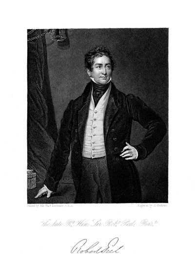 ロバート・ピール、イギリスの政治家、19世紀。 作： J. Cochran