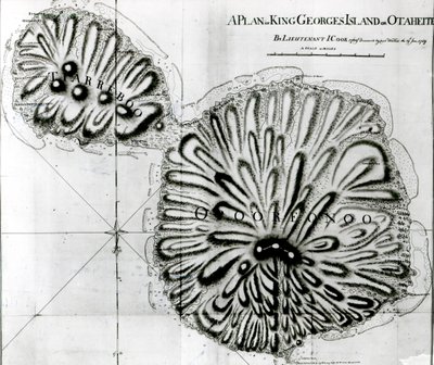 キングジョージズアイランドまたはオセアイトの計画、1769年（リソ）（bw写真） 作： J. Cook
