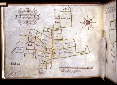 Archive 5674 エセックスのホーンチャーチ・ホールの土地の地図（オックスフォードのニュー・カレッジ所有 作： J. E. Coffin