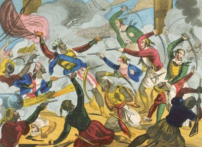 ギリシャのコルセアを攻撃するトルコ軍 作： J. Fairburn