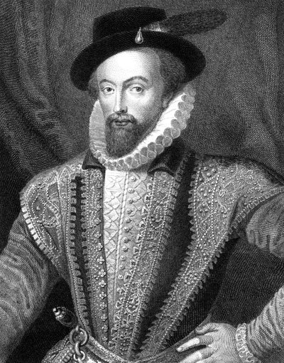 サー・ウォルター・ローリー（イギリスの作家、詩人、廷臣、冒険家、探検家）1821年 作： J Fitler