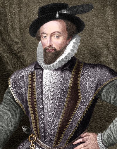 サー・ウォルター・ローリー、英国の作家、詩人、廷臣、冒険家、探検家、1821年 作： J Fitler