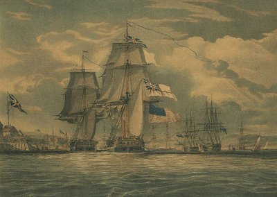 HMS シャノンが USS チェサピークを捕獲、1813 年 6 月 1 日、1813 年 作： J. G. C. Schetly