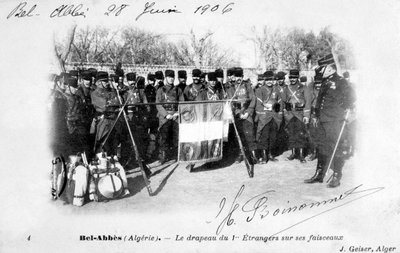 フランス外人部隊の第1連隊、アルジェリア、シディベルアッベス、1906年 作： J. Geiser