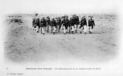 アルジェリアのサハラ砂漠におけるフランス外人部隊の分遣隊、c1905 作： J. Geiser