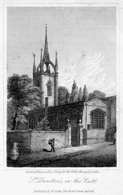 1816年、ロンドン市東部の聖ダンスタン教会。 作： J. Greig