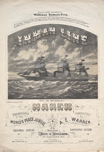 インマン線 1872 年 3 月。 作： J. H. Bufford