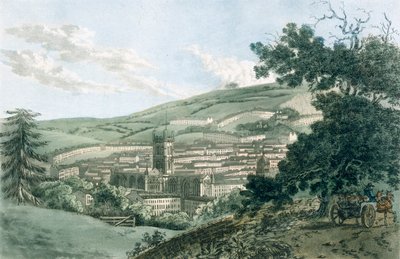 バース、プライアパーク、パブに通じる私道から。 1793年。 作： J. Hassell