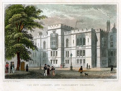 新しい図書館と国会議事堂、ウェストミンスター、ロンドン、1829年。 作： J Hinchcliff