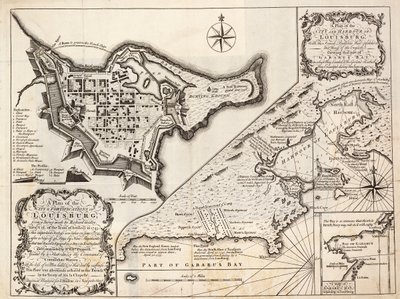 ケープ・ブレトン、ルイスバーグの都市と港の平面図 作： J. Hinton