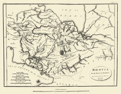 古代ボイオティアの地図 作： J. J. Barthélemy