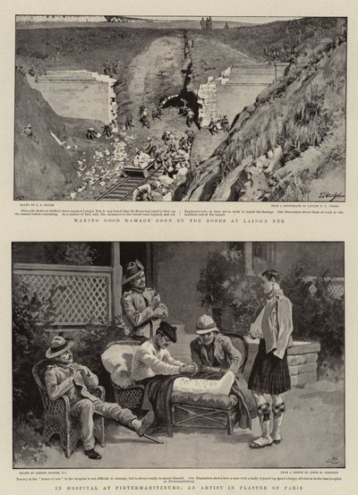 Laing&39;s NekのBoersが、Plaster of Parisのアーティスト、Pietermaritzburgの病院で、良いダメージを与える 作： J. J. Waugh