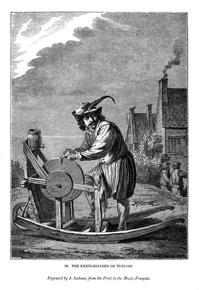 テニエのナイフグラインダー、c1630-1690、1843 作： J. Jackson