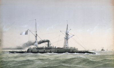 フランス海軍の装甲型沿岸警備隊船Le Rochambeau、c。 1870 作： J. Koerner