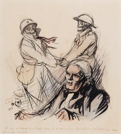 ロイド・ジョージは1922年、1922年に第一次世界大戦のレ・リエウスとレズ・スーベニアス・セリューを今も演奏している（紙、ペン、ブラシ、インク、トイレ） 作： J. Ochs