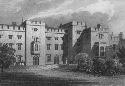 ウェストミンスターの議長館、川の正面（エングレービング 作： John Preston Neale