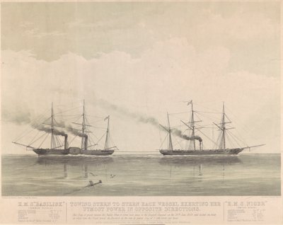 1849年6月20日のHMS「バジリスク」とHMS「ニジェール」、1849年頃（リトグラフ） 作： J. R. Jobbins