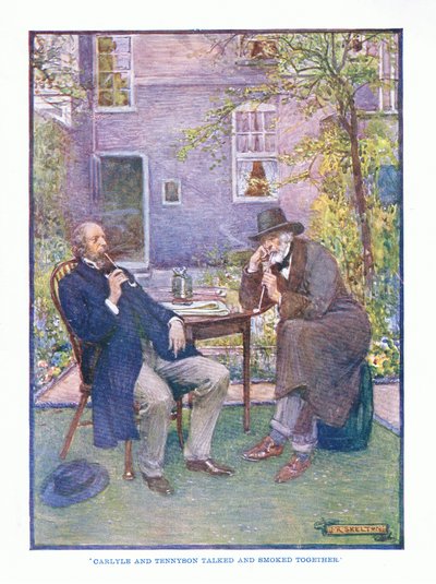 カーライルとテニーソンはTC＆ECジャックの英文学出版社（1920年頃）から一緒に話し、喫煙した 作： J. R. Skelton