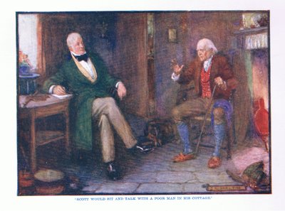 スコットはコテージで貧しい男と座り、話しました。イギリス文学出版社、TC＆ECジャック、1920年頃 作： J. R. Skelton