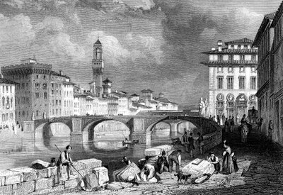 ポンテサンタトリニータ、フィレンツェ、イタリア、19世紀。 作： J. Redaway