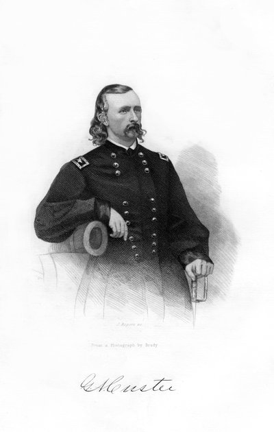 ジョージアームストロングカスター将軍、米連邦軍騎兵隊指揮官、1862〜1867年。 作： J. Rogers