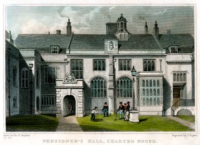 年金受給者ホール、チャーターハウス、ロンドン、1830年。 作： J. Rogers