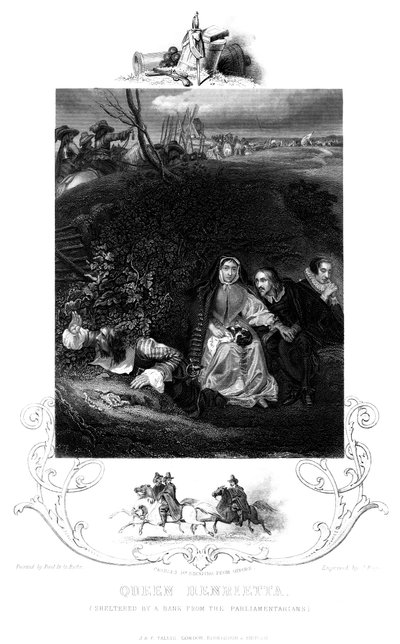 ヘンリエッタ女王1609〜1669年、国会議員からの銀行によって保護された19世紀。 作： J. Rogers