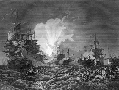 ナイルの戦い、エジプト、1798年8月1日c1857 作： J. Rogers