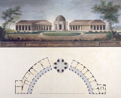 バイロイトエルミタージュの太陽の神殿c.1780（紙にトイレ） 作： J. Saher