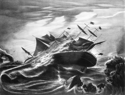 1873年4月1日、ノバスコシア州マーズヘッド沖で難破した「アトランティック」号 作： J. Soloman