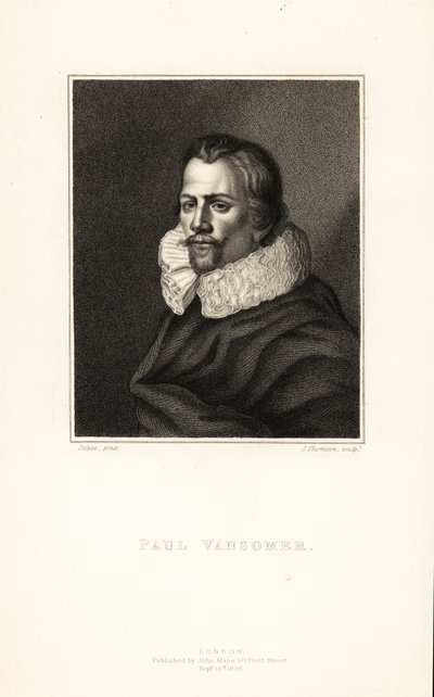 ポール・ファン・ソマーの肖像（フランドル地方の画家、英国王ジェームズ1世の宮廷画家、1577年頃～1621年頃 作： J. Thomson