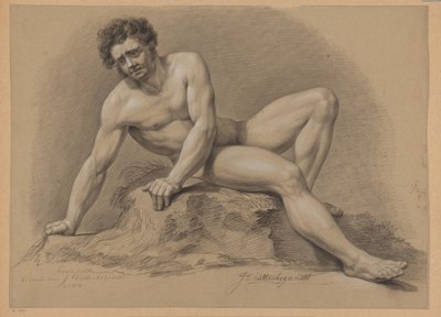 正面から見た着席男性ヌード（2等賞1810年） 作： J. Uittenbogaardt