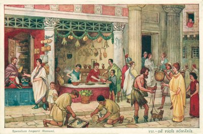 古代ローマの街並み（カラーリトグラフ 作： J. Williamson