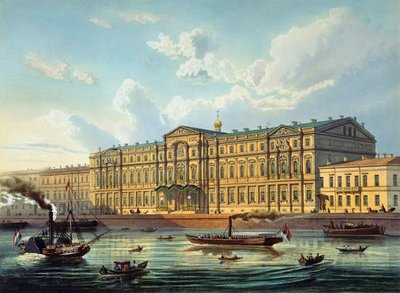 1850年代にパリのルメルシエによって出版されたジャコットとバチェリエによって印刷されたミハイル大公宮殿とエンバンクメント宮殿 作： J. after Charlemagne