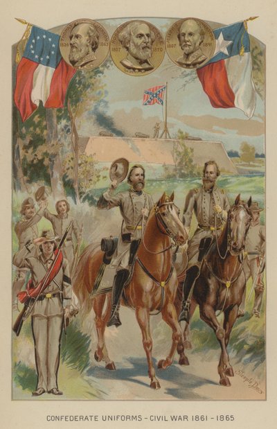南北戦争の南軍の制服、1861-1865。 作： J. after Steeple Davis