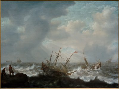 嵐の海で3人の船長と他の船 作： Jacob Adriaensz Bellevois