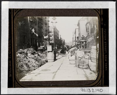 Warings Dayの前のTammany Streetの清掃、9 Varick Placeの前、1890年頃 作： Jacob August Riis